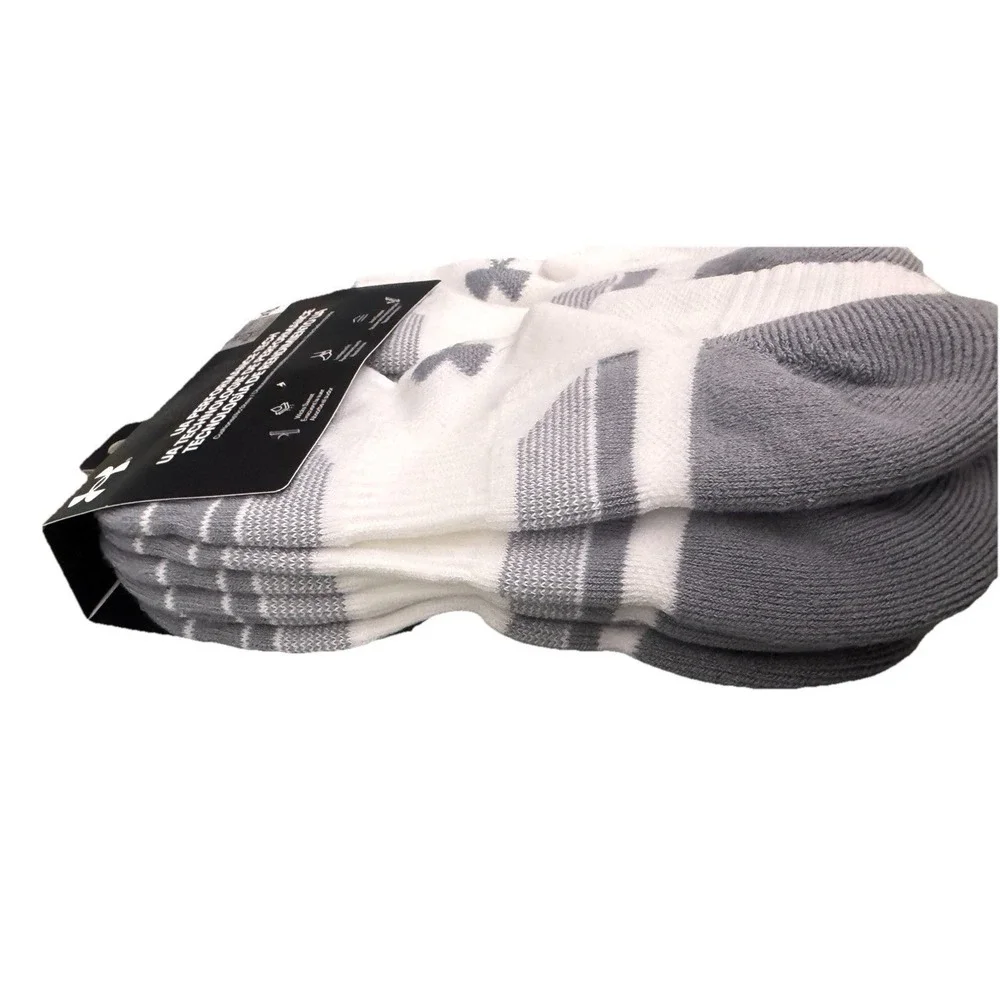 Under Armour Unisex's UA Performance Tech White/gray 6-Pack Low Cut Socks New